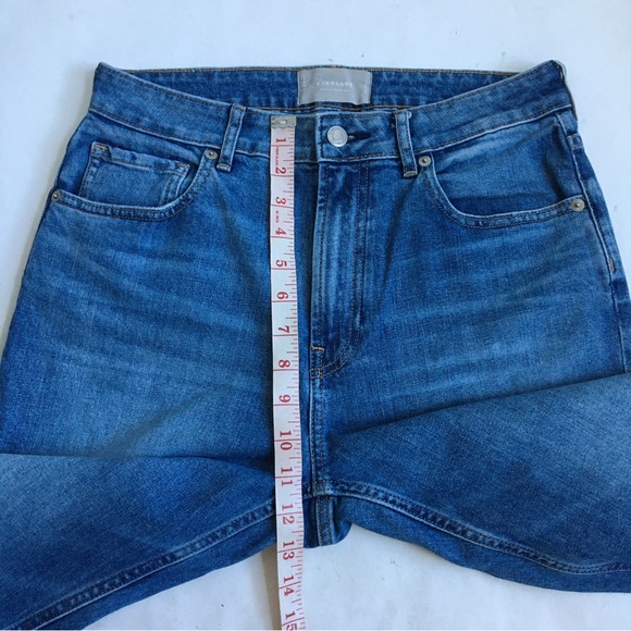 Everlane The Curvy Cheeky Jean Crop High Rise Raw Hem Blue Denim Jeans Size 29 - Picture 12 of 17